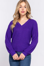 Kelsey Purple V-Neck Sweater