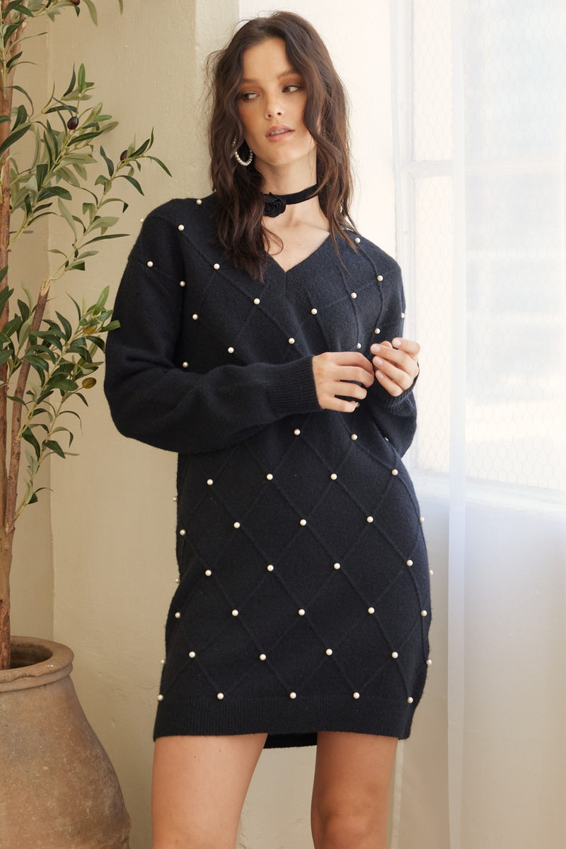 Sophia Pearl Sweater Dress