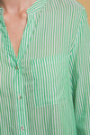 Striped Roll Up Blouse - Green
