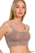 Washed Ribbed Seamless With Bra Pads