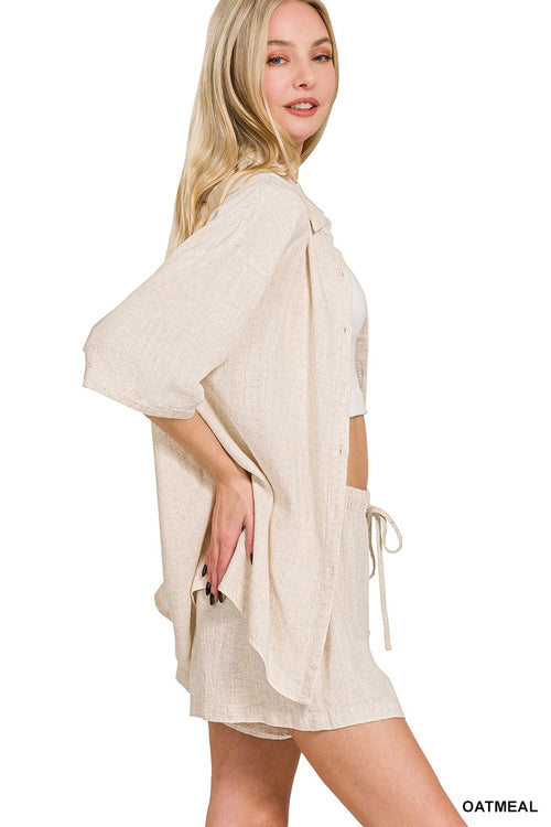 Linen Shorts Set - Oatmeal