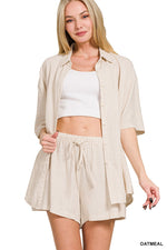 Linen Shorts Set - Oatmeal