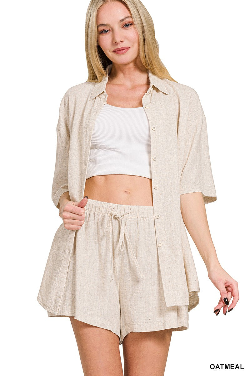 Linen Shorts Set - Oatmeal