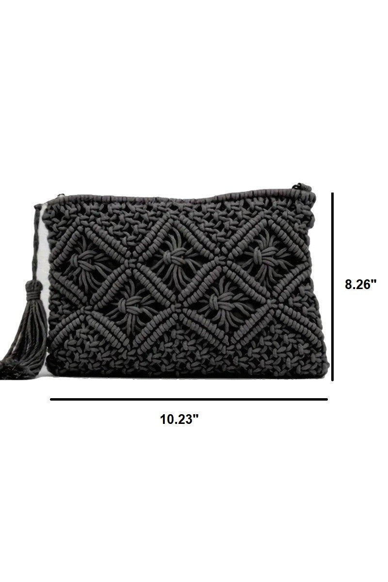 Woven Bohemian Clutch - Camel
