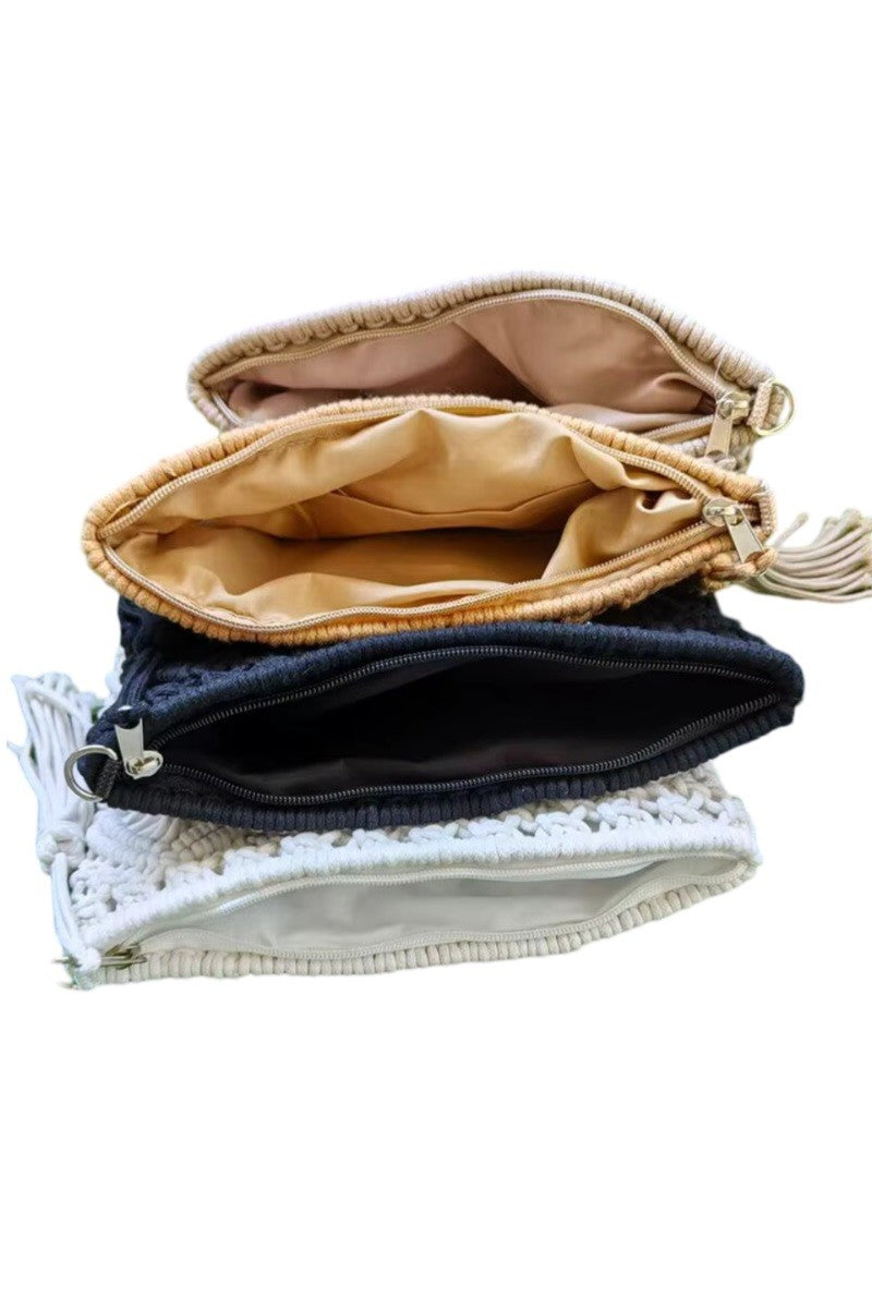 Woven Bohemian Clutch - Camel