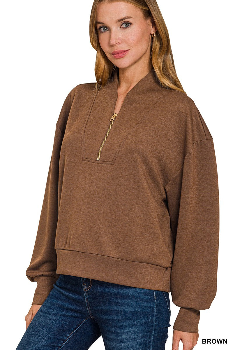 Scuba Half Zip - Brown