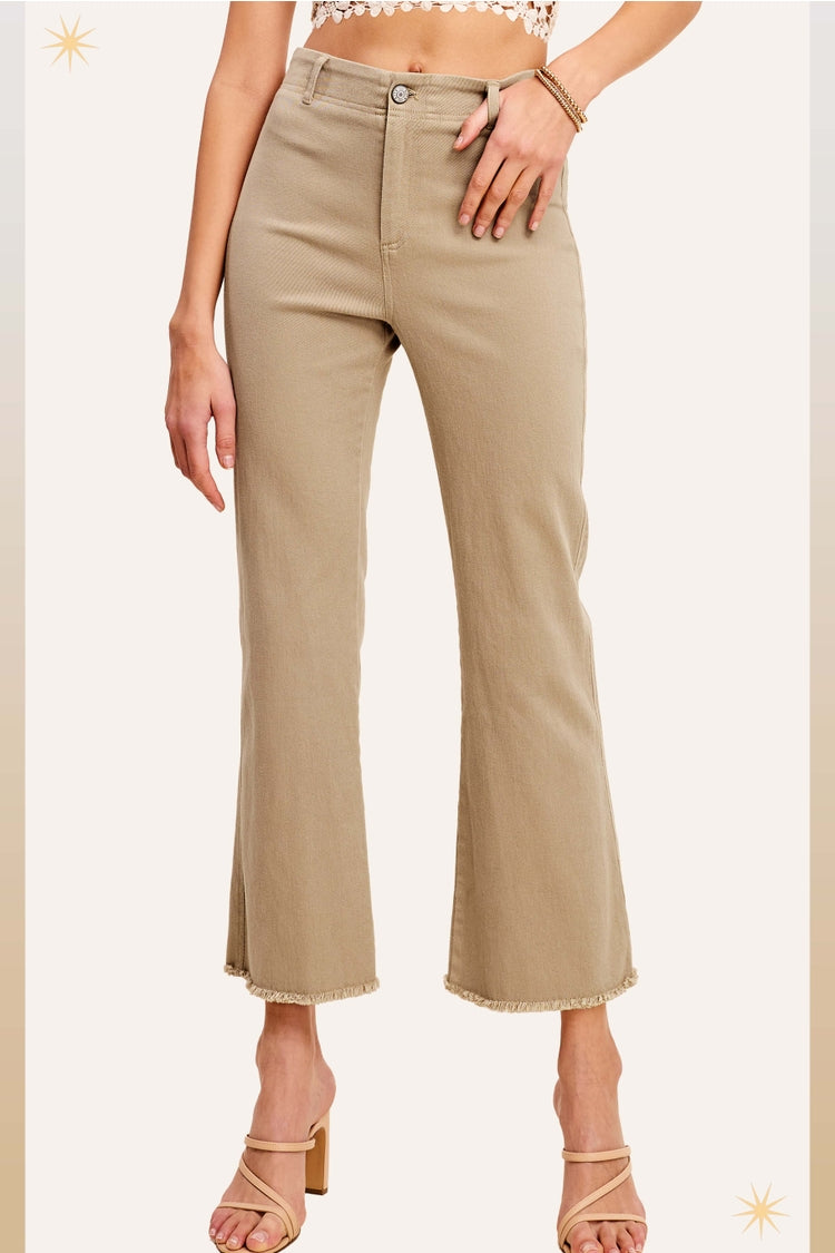 Tan Washed Flare Denim