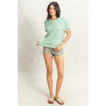 Front Pocket Sweater Top - Mint