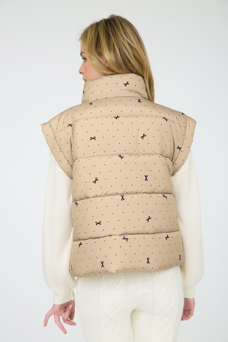 Polka Dot Bow Puffer Vest