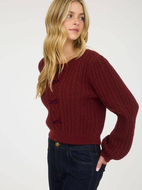Cable Knit Bow Sweater