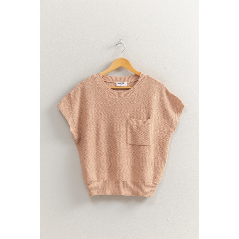 Front Pocket Sweater Top - Taupe
