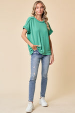 A New Day Ribbed Top - Kelly Green