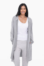 Open Front Hooded Cardigan - Gray