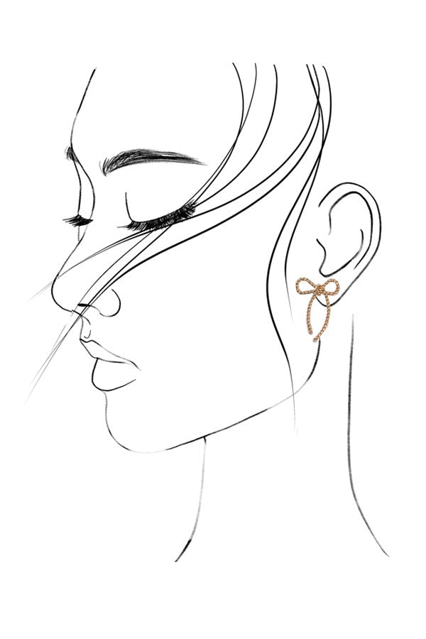Rope Twist Bow Earrings - Gold