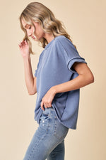 A New Day Ribbed Top - Blue