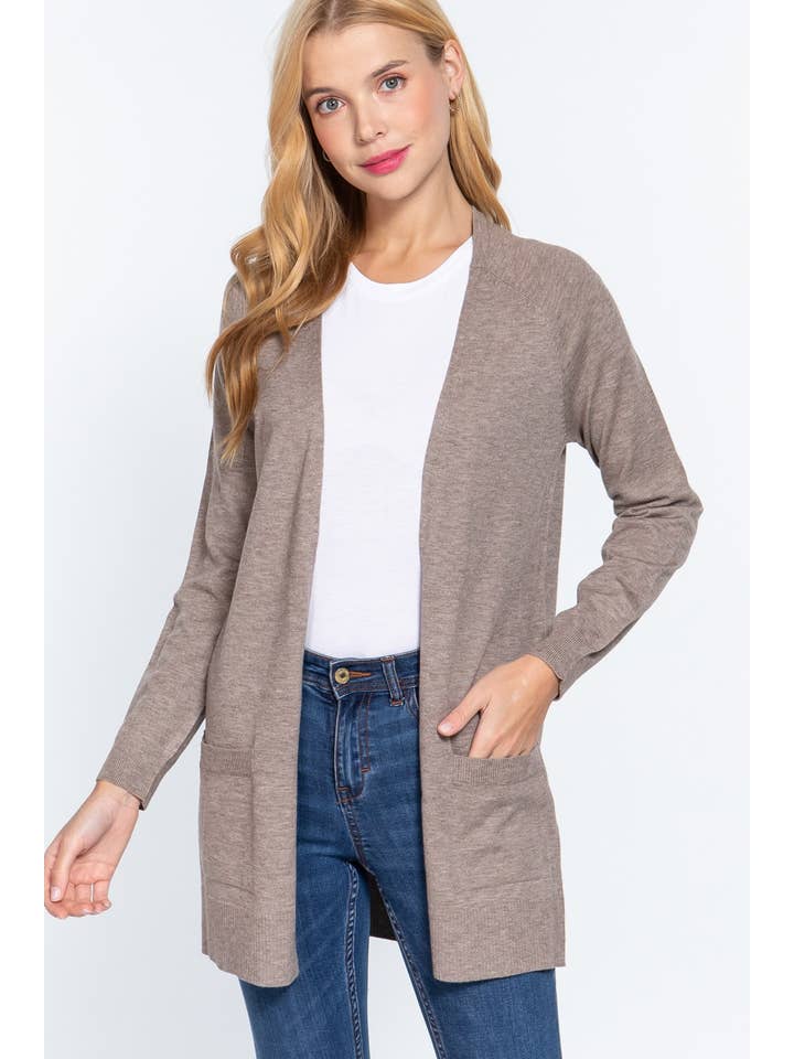 Raglan Sleeve Cardigan - Taupe