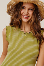 Ruffle Sleeve Tank - Avocado
