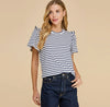 Striped Ruffle Top - Navy