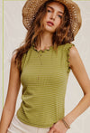 Ruffle Sleeve Tank - Avocado