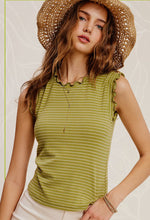 Ruffle Sleeve Tank - Avocado