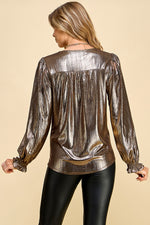 Metallic V-Neck Top