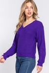 Kelsey Purple V-Neck Sweater