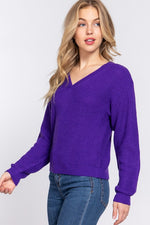 Kelsey Purple V-Neck Sweater