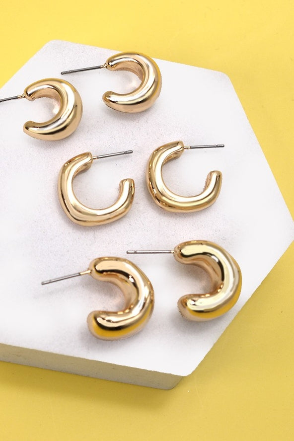 Bubbly Huggie Hoop Trio Earrings
