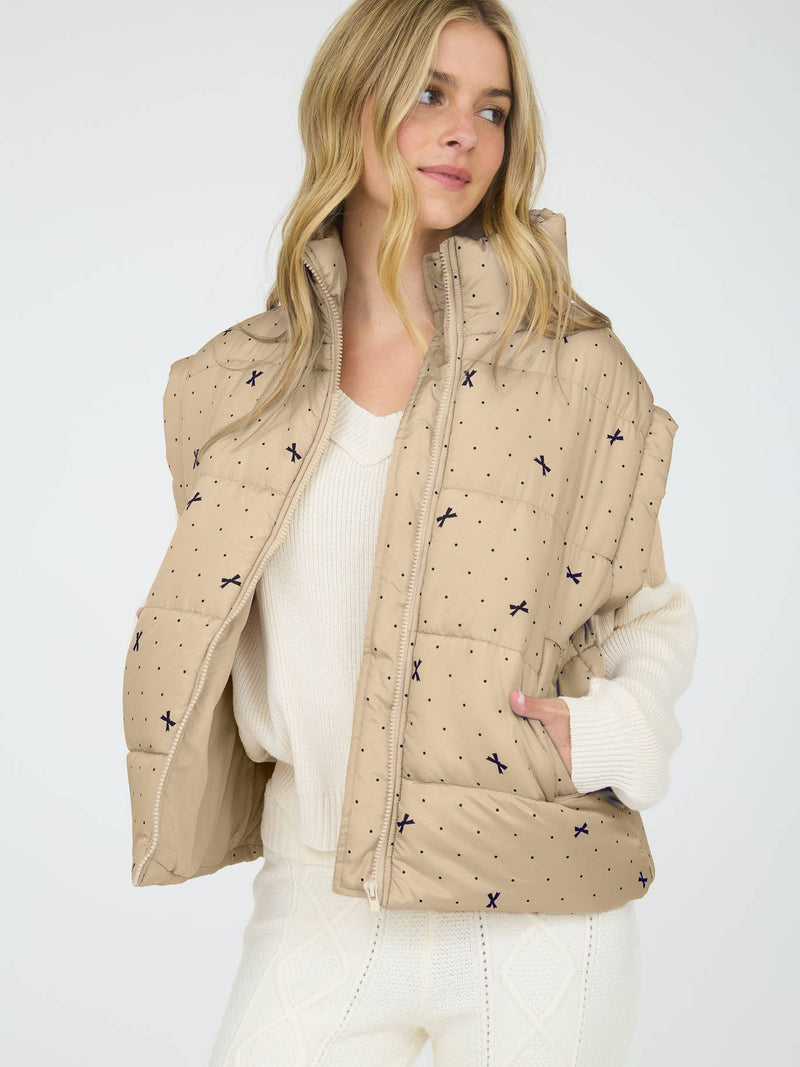 Polka Dot Bow Puffer Vest