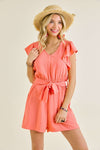 Coral Ruffle Romper