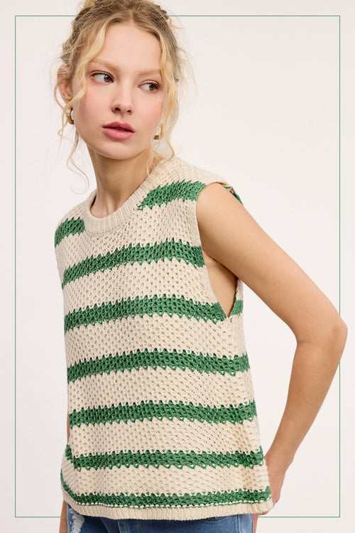 Chunky Spearmint Striped Sleeveless Top