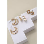 Pearl Hoop Stud Trio Earrings