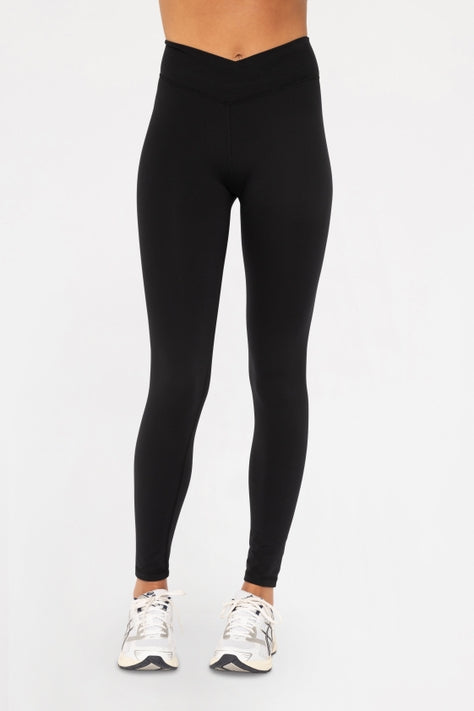 Crossover Waist Leggings - Black