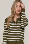 Crew Neck Cardigan  - Olive
