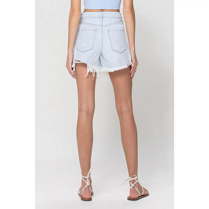 Fringe Hemline Mom Shorts
